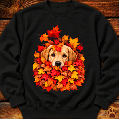 Yellow Labrador Retriever Leaf Pile Crewneck