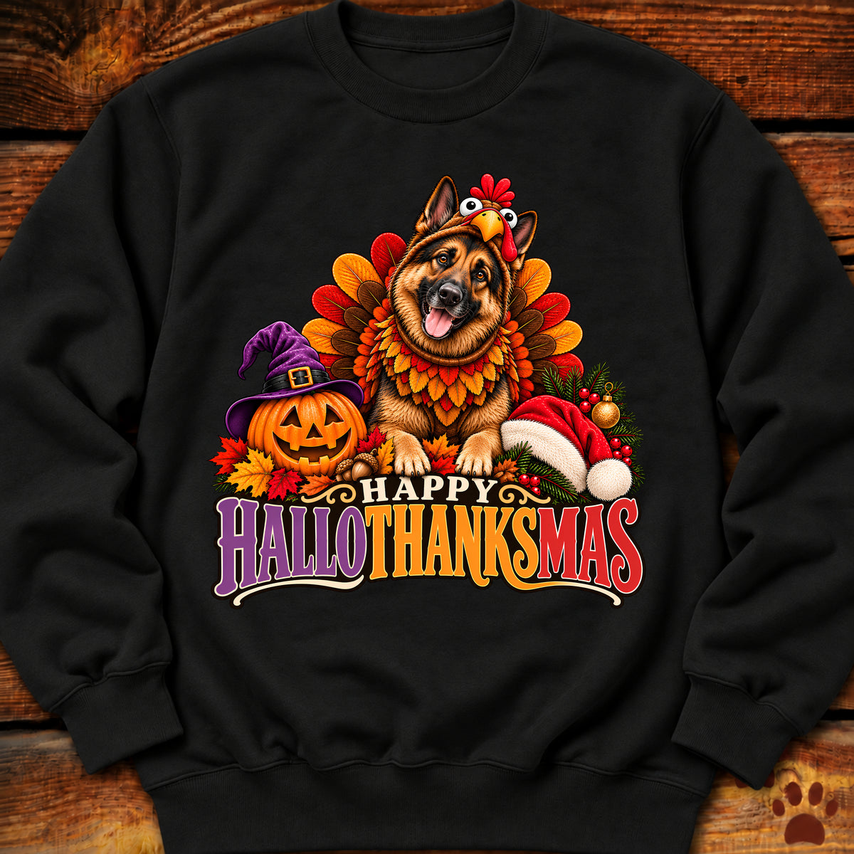 Happy Hallothanksmas German Shepherd Turkey Sweatshirt