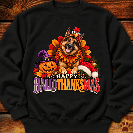 Happy Hallothanksmas German Shepherd Turkey Sweatshirt