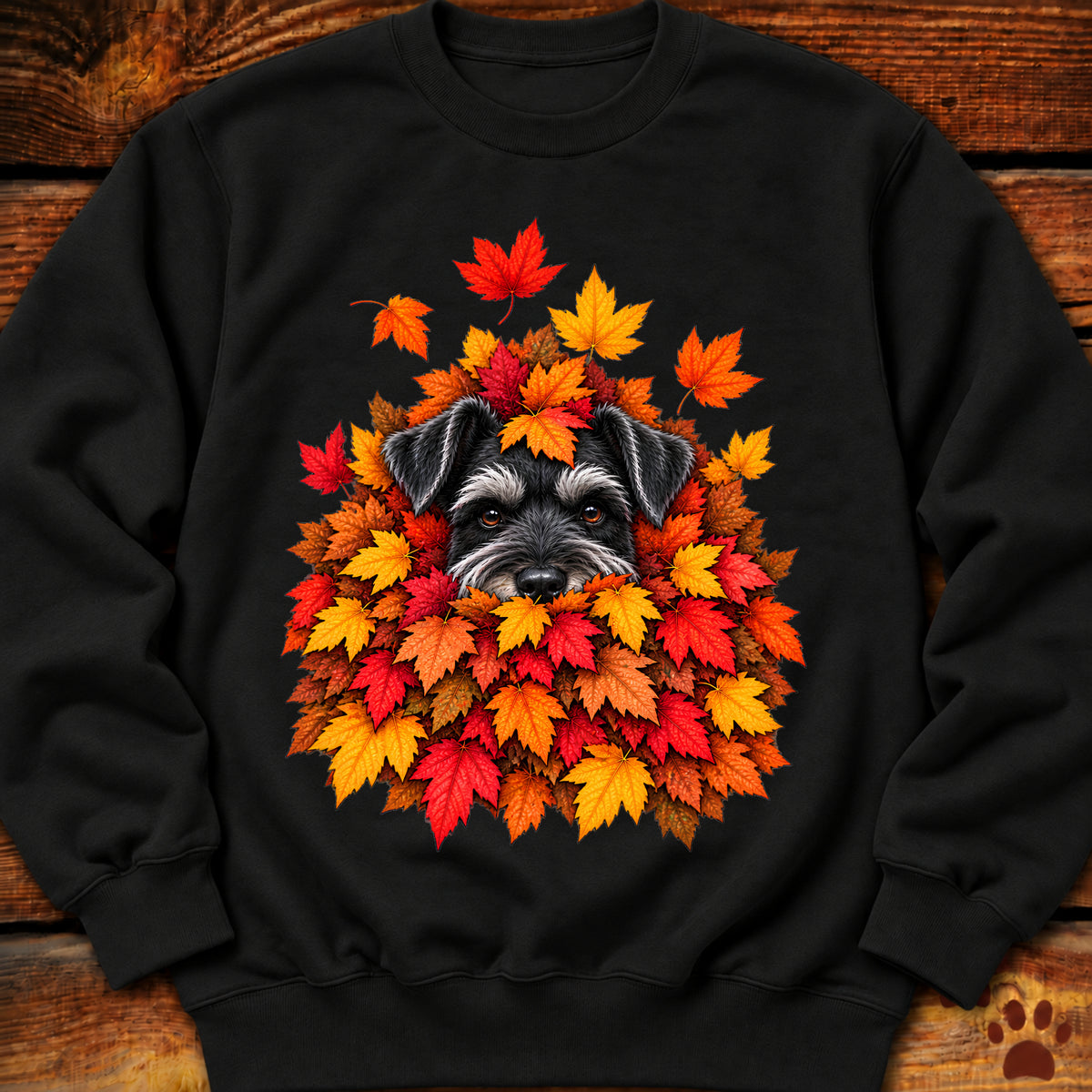 Schnauzer Leaf Pile Crewneck