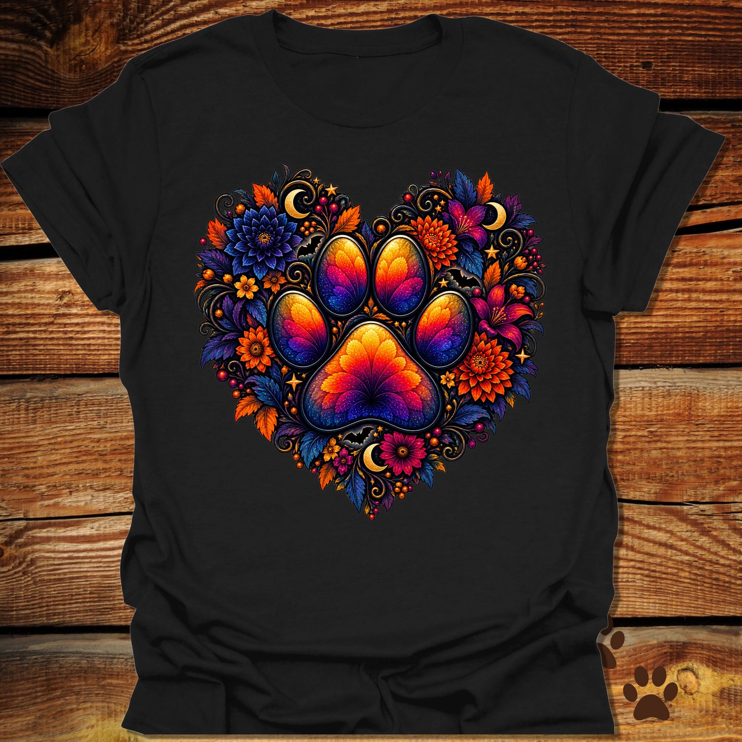 Celestial Autumn Paw Heart T-Shirt