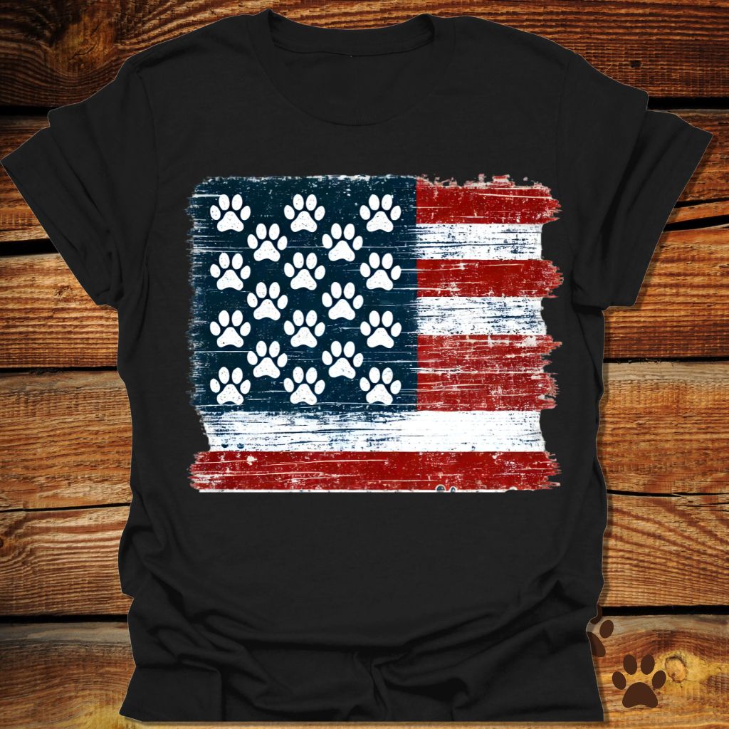 Patriotic Paw Print American Flag Shirt