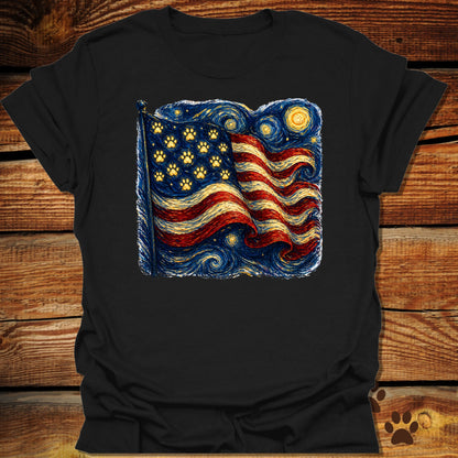Starry Night Paw Flag T-Shirt