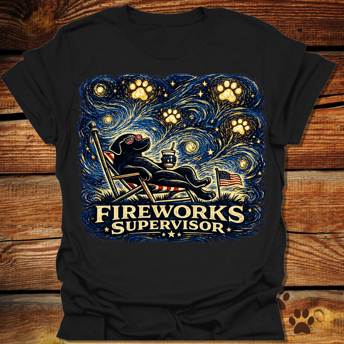 Starry Night Fireworks Supervisor T-Shirt