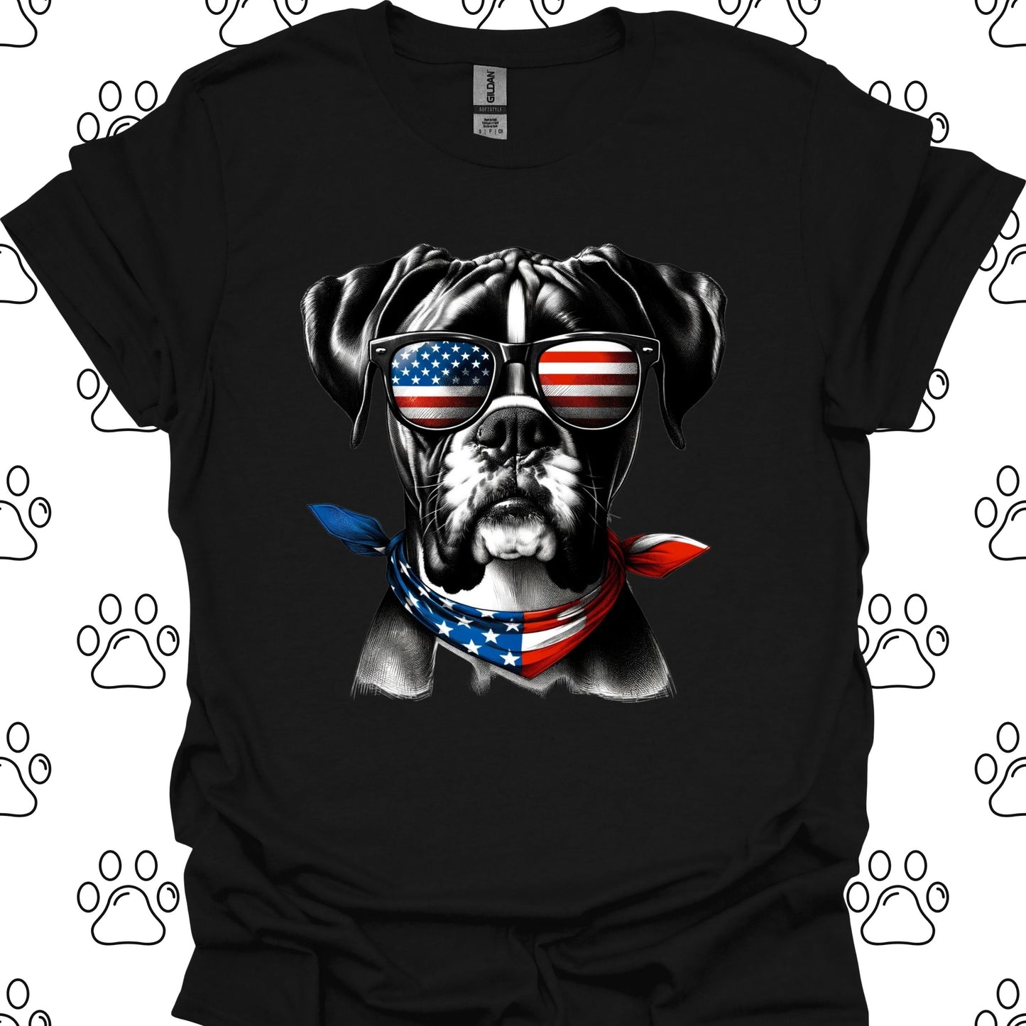 Boxer American Flag Sunglasses T-Shirt