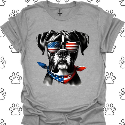 Boxer American Flag Sunglasses T-Shirt