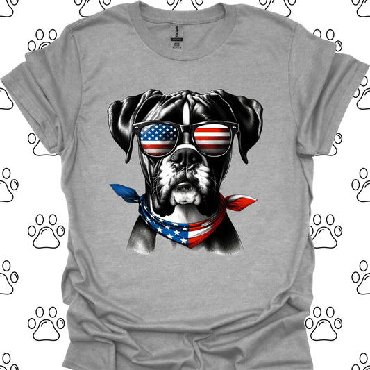 Boxer American Flag Sunglasses T-Shirt