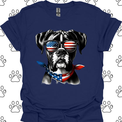 Boxer American Flag Sunglasses T-Shirt