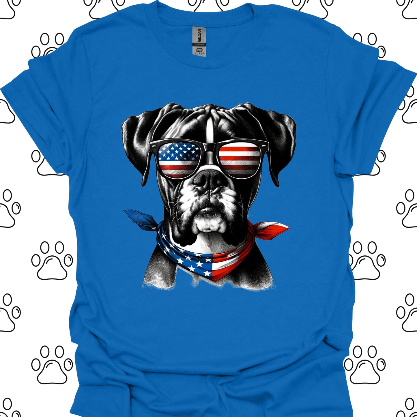 Boxer American Flag Sunglasses T-Shirt