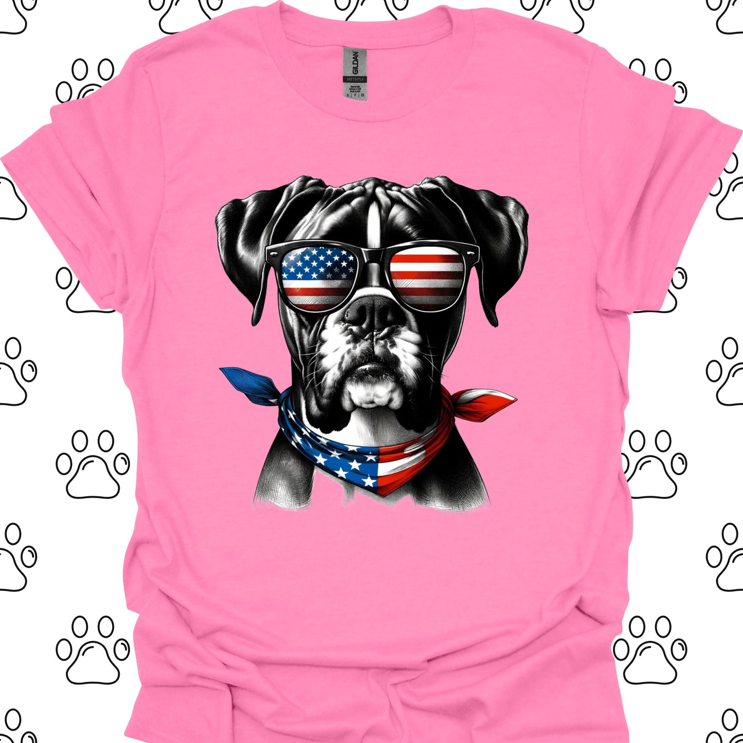 Boxer American Flag Sunglasses T-Shirt