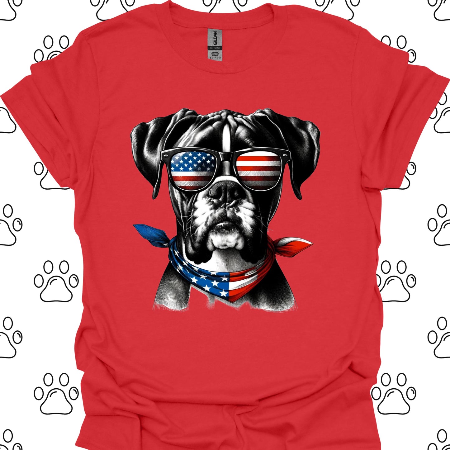 Boxer American Flag Sunglasses T-Shirt