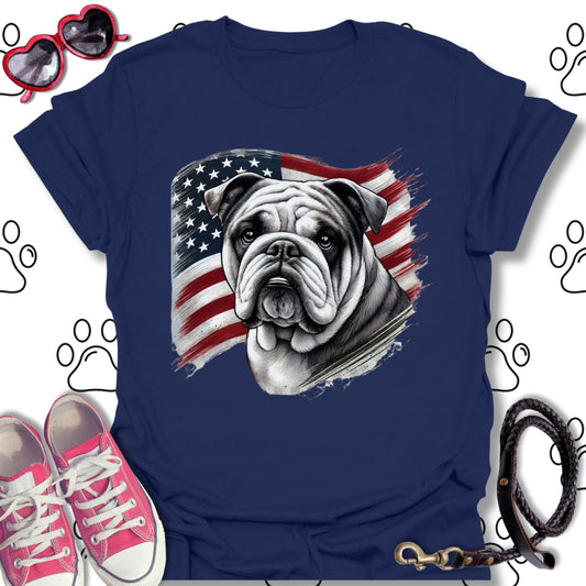 Bulldog Patriotic American Flag Shirt