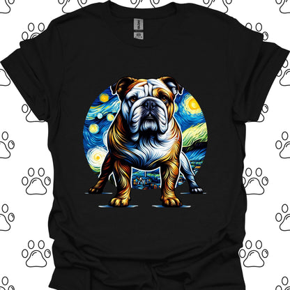 Bulldog Starry Night Art T-Shirt