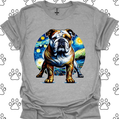 Bulldog Starry Night Art T-Shirt