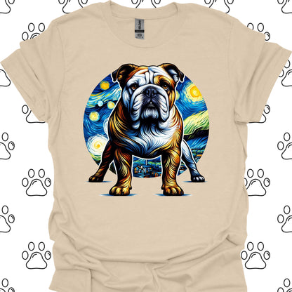 Bulldog Starry Night Art T-Shirt