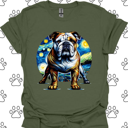 Bulldog Starry Night Art T-Shirt