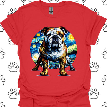 Bulldog Starry Night Art T-Shirt