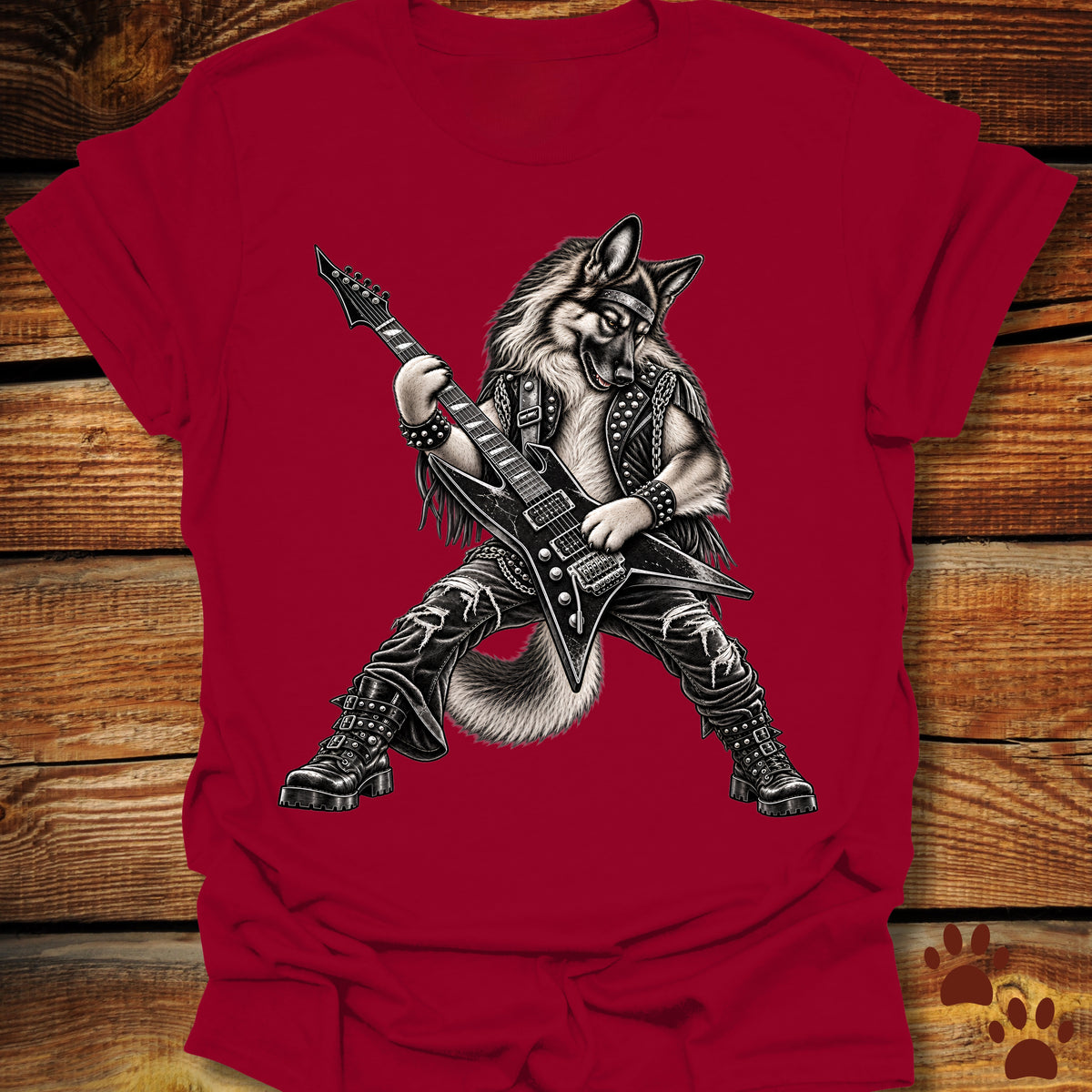 German Shepherd Heavy Metal Guitar T-Shirt