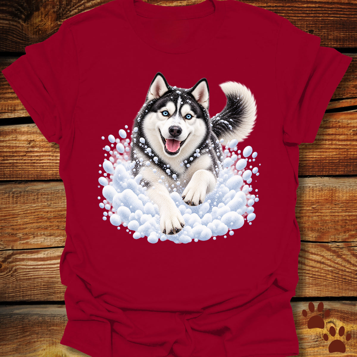 Siberian Husky Snow Day T-Shirt - Front & Back Print