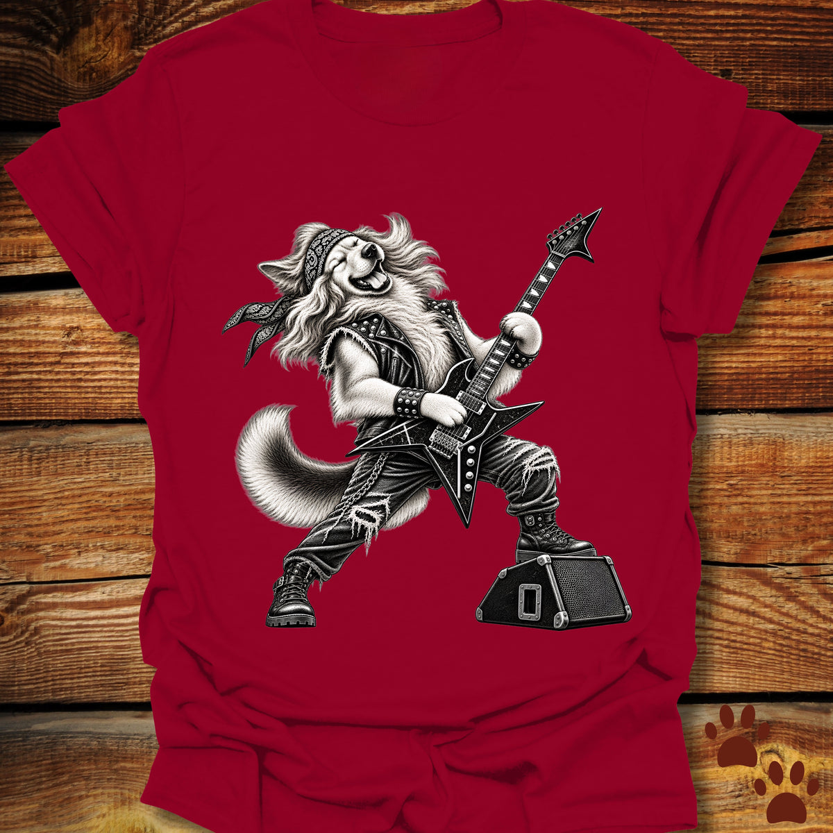 Golden Retriever Heavy Metal Guitar T-Shirt