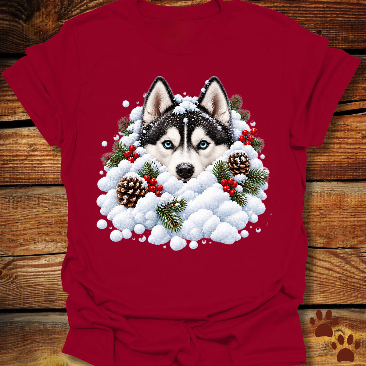 Husky Snowbank T-Shirt - Front & Back Print