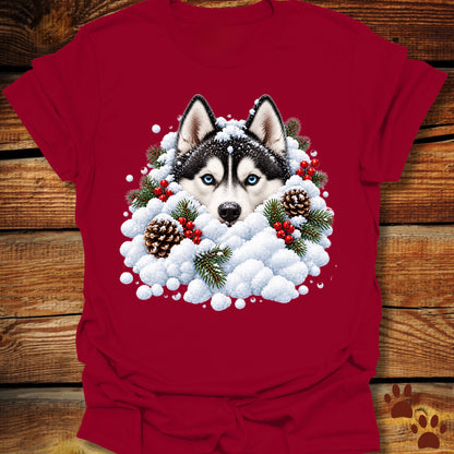 Husky Snowbank T-Shirt - Front & Back Print