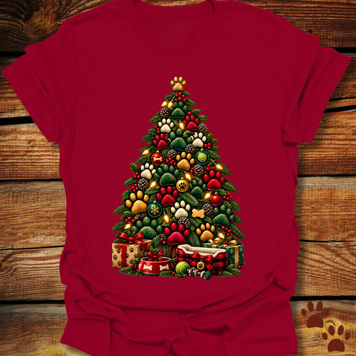 Dog Paw Christmas Tree T-Shirt
