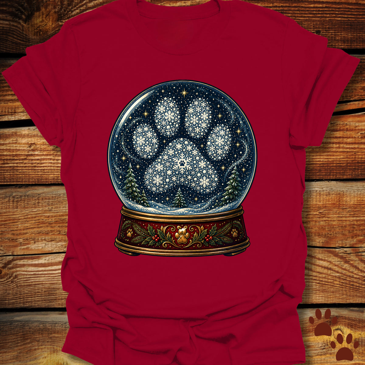 Dog Paw Snow Globe T-Shirt