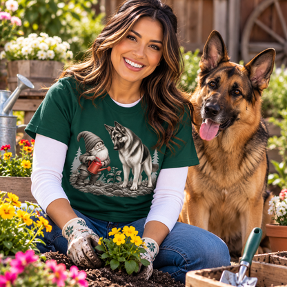Garden Gnome and German Shepherd T-Shirt