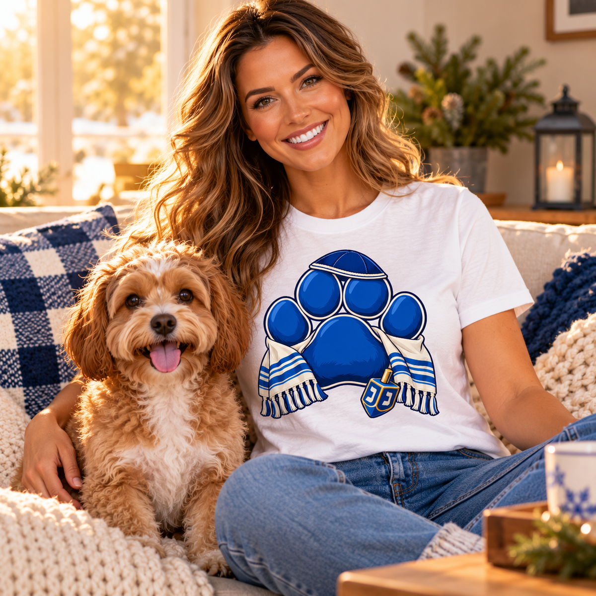 Hanukkah Paw Print Dreidel T-Shirt