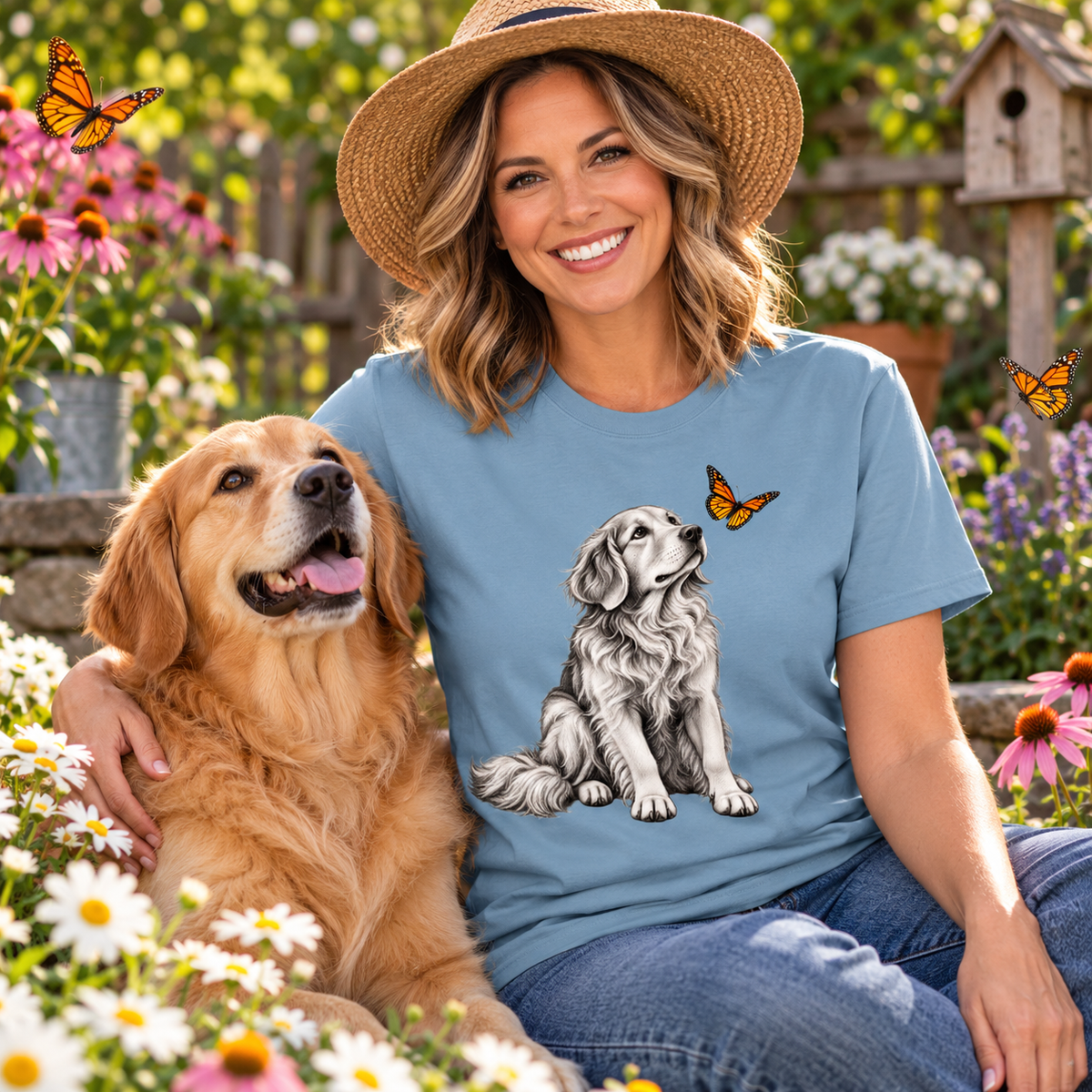 Golden Retriever Butterfly T-Shirt