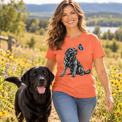 Black Labrador Retriever Butterfly T-Shirt