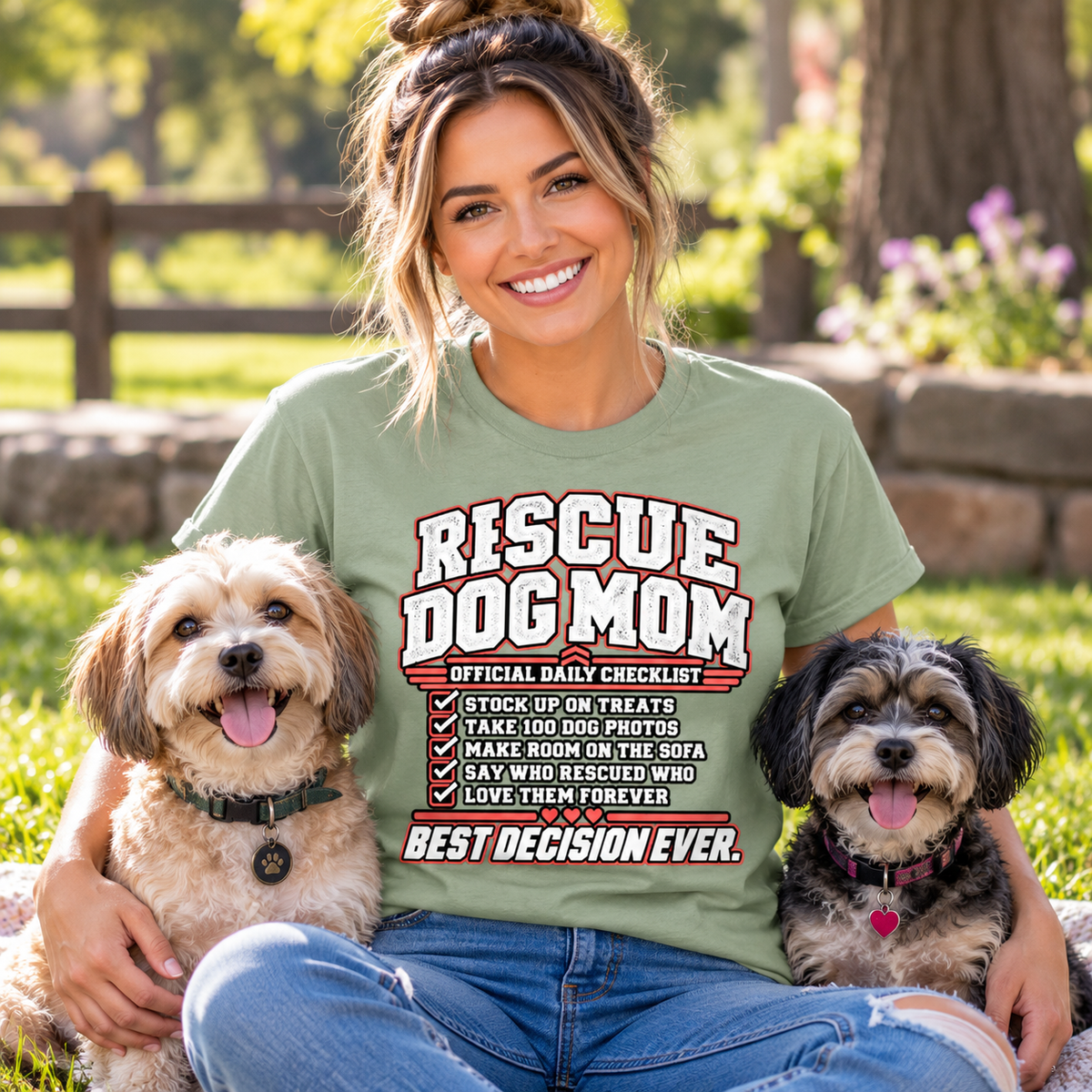 Rescue Dog Mom Official Daily Checklist T-Shirt