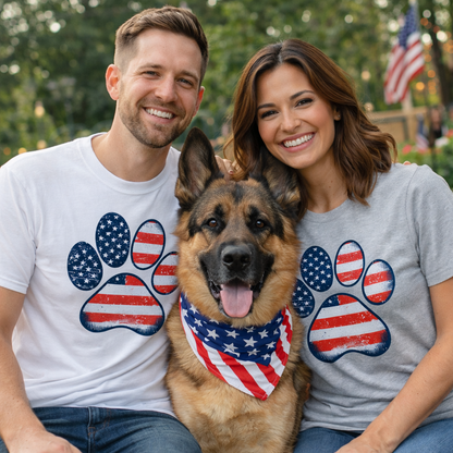 Patriotic Dog Paw T-Shirt