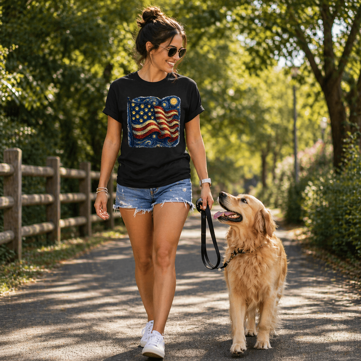 Starry Night Paw Flag T-Shirt