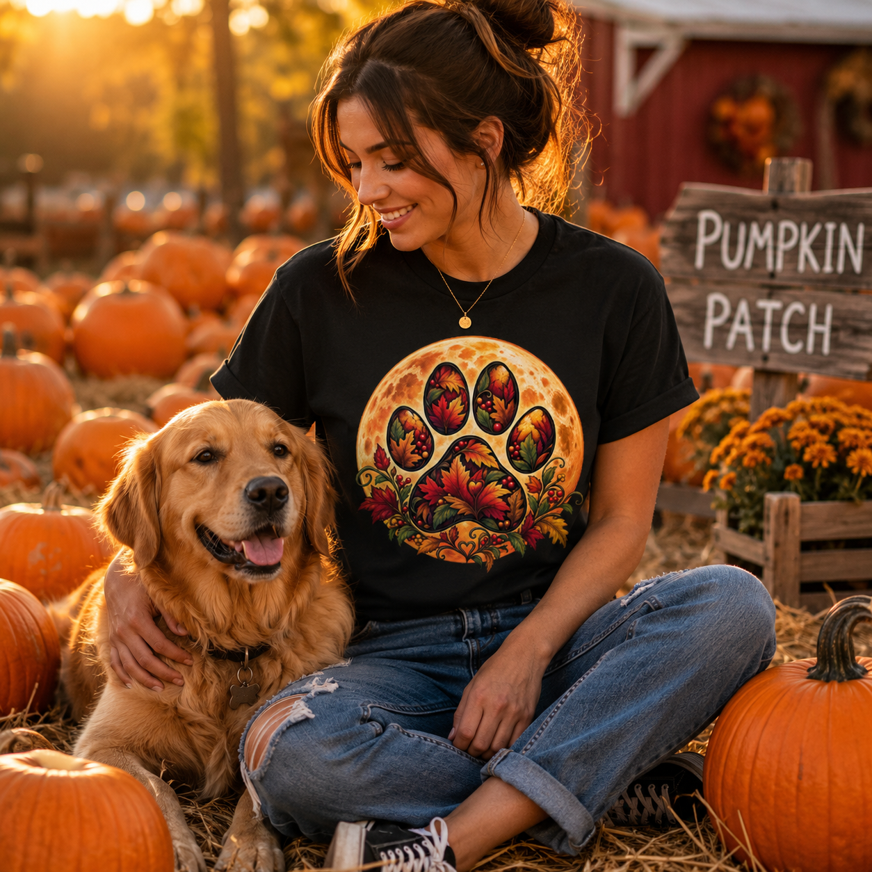 Autumn Paw Harvest Moon T-Shirt