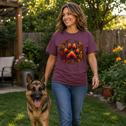 Autumn Paw Print Wreath T-Shirt