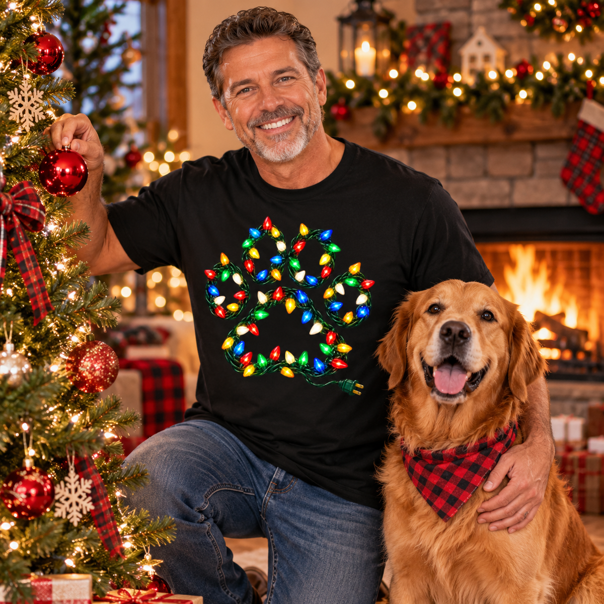 Christmas Light Paw T-Shirt