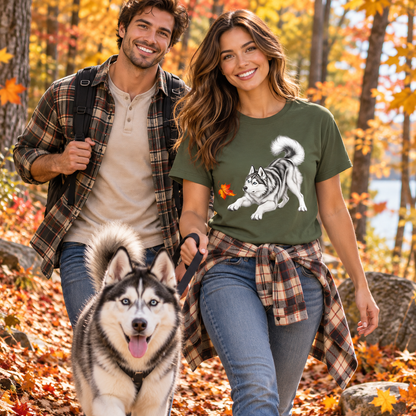 Siberian Husky Fall Leaf T-Shirt