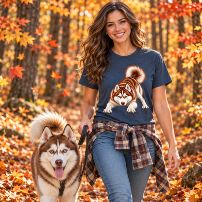 Red Siberian Husky Ready For Mischief T-Shirt