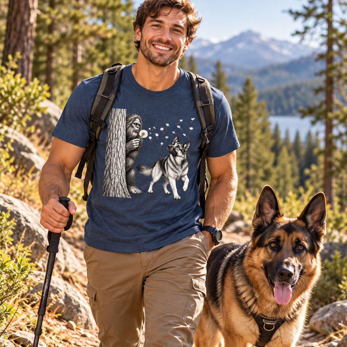 Bigfoot German Shepherd Dandelion T-Shirt