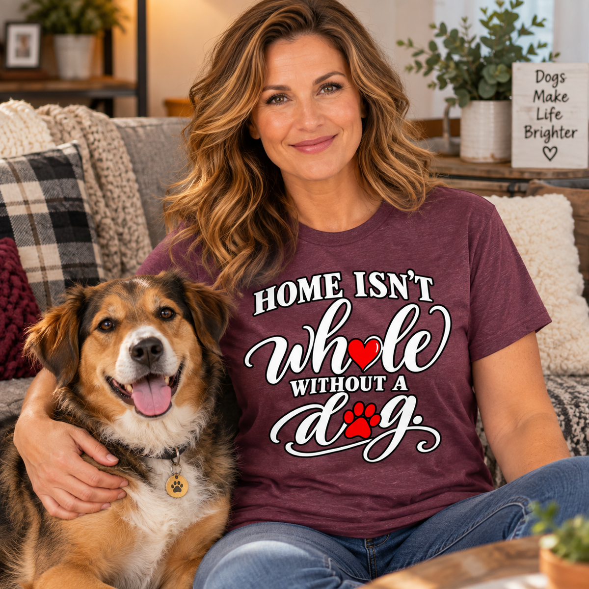 Home Isn't Whole Without a Dog T-Shirt