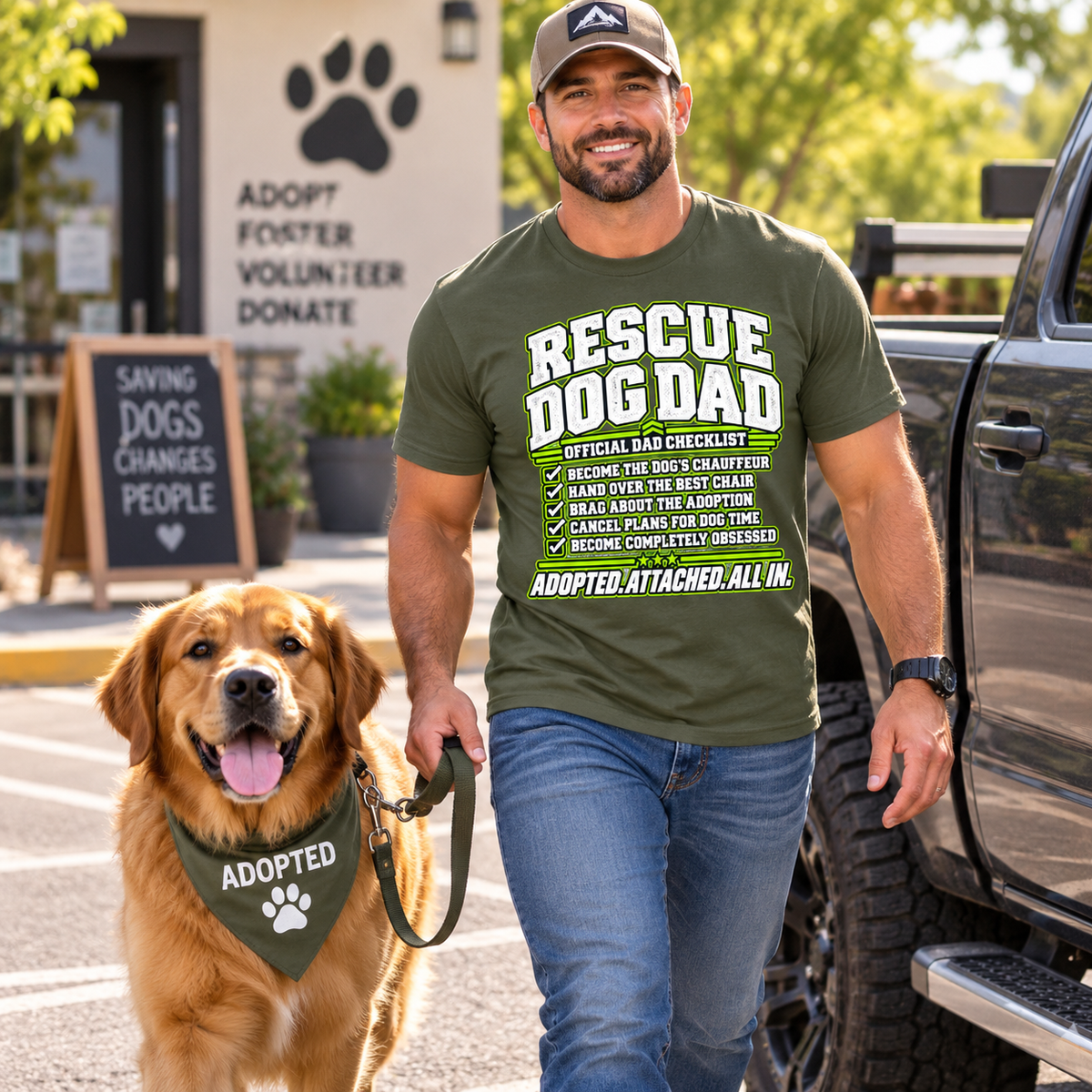 Rescue Dog Dad: Official Dad Checklist T-Shirt