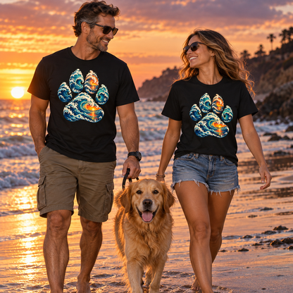 Ocean Sunset Wave Paw T-Shirt