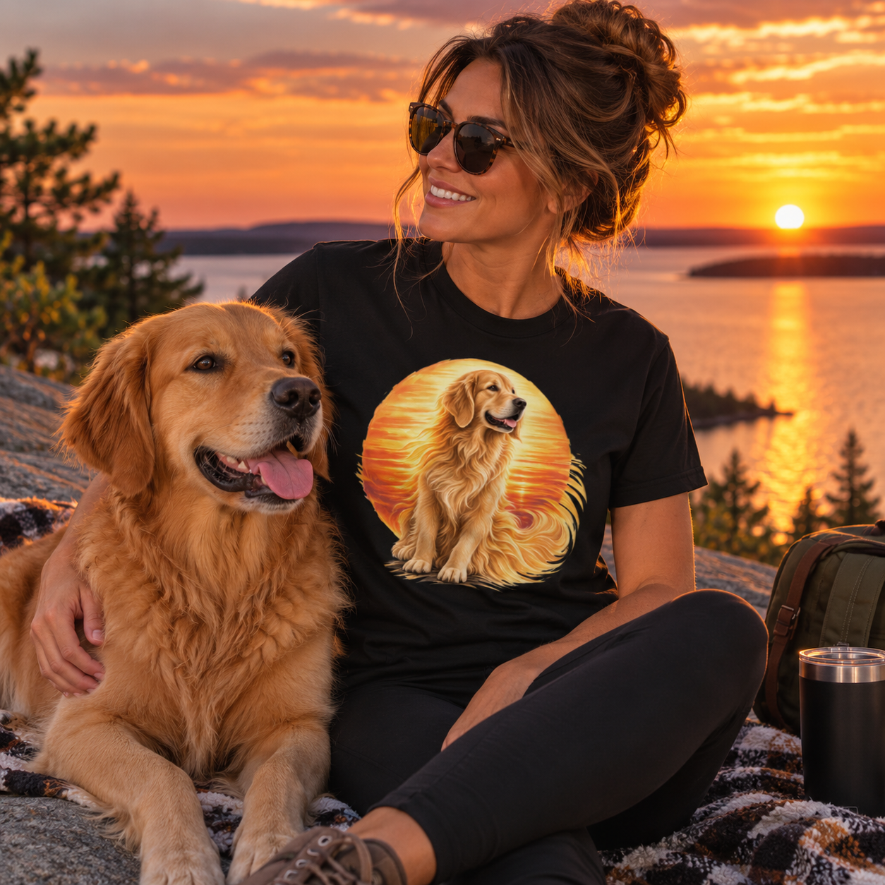 Golden Retriever Luminous Sunset T-Shirt