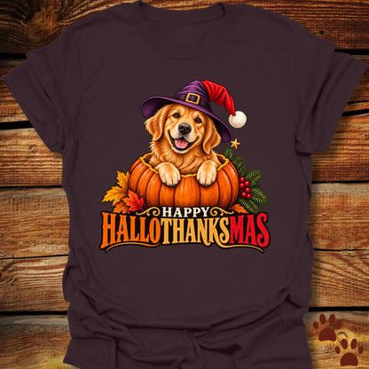Happy Hallothanksmas Golden Retriever T-Shirt