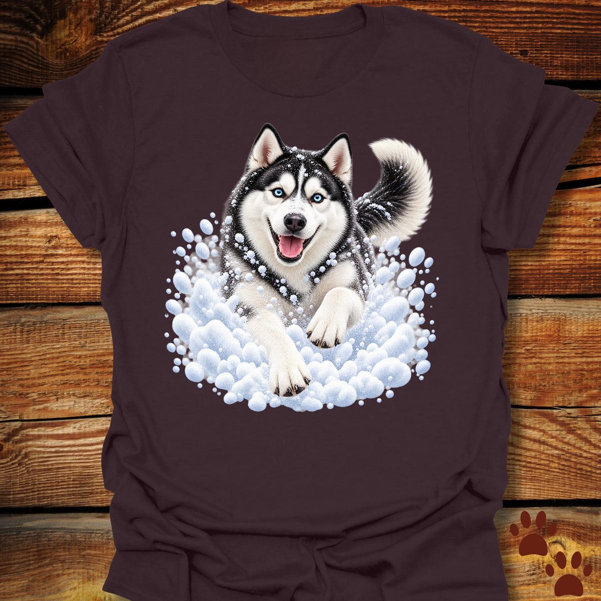 Siberian Husky Snow Day T-Shirt - Front & Back Print