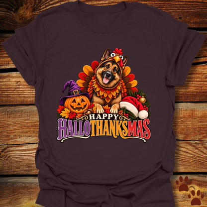 Happy Hallothanksmas German Shepherd Turkey T-Shirt