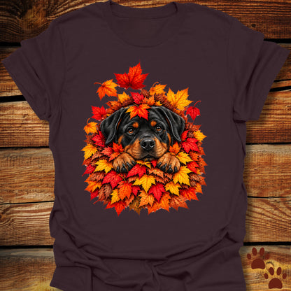 Rottweiler Leaf Pile T-Shirt - Front & Back Print
