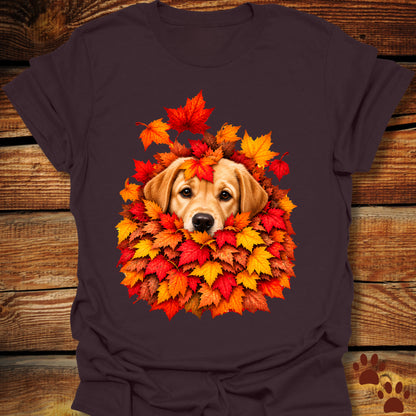 Yellow Labrador Retriever Leaf Pile T-Shirt - Front & Back Print